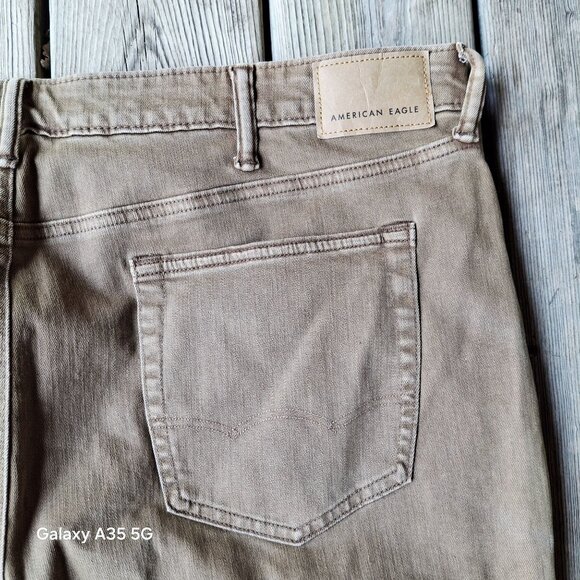 Mens American Eagle Slim Straight Fit Jeans 5G Tan Cotton Blend Classic Denim Si - Picture 12 of 14